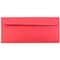 JAM Paper 4" x 9.5" Red Recycled Business Peel & Seal Envelopes, Bulk